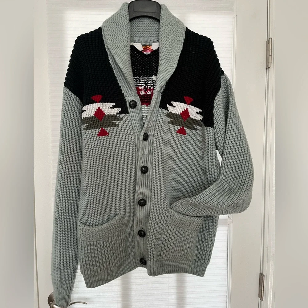Miller Outerwear Vintage Rare 1970s Cardigan Sweater Grandpa Dad Vibes Gray Sz L - Picture 11 of 11